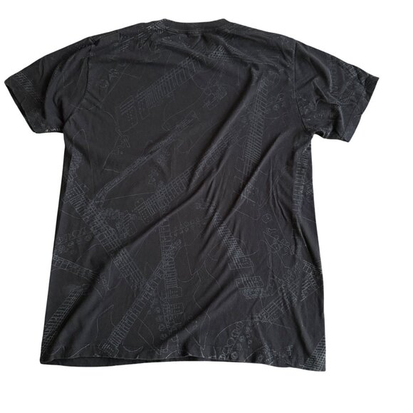 Utility Black Graphic T-Shirt With Guitar Print Design Unisex Size M 100% Cotton - Picture 3 of 3